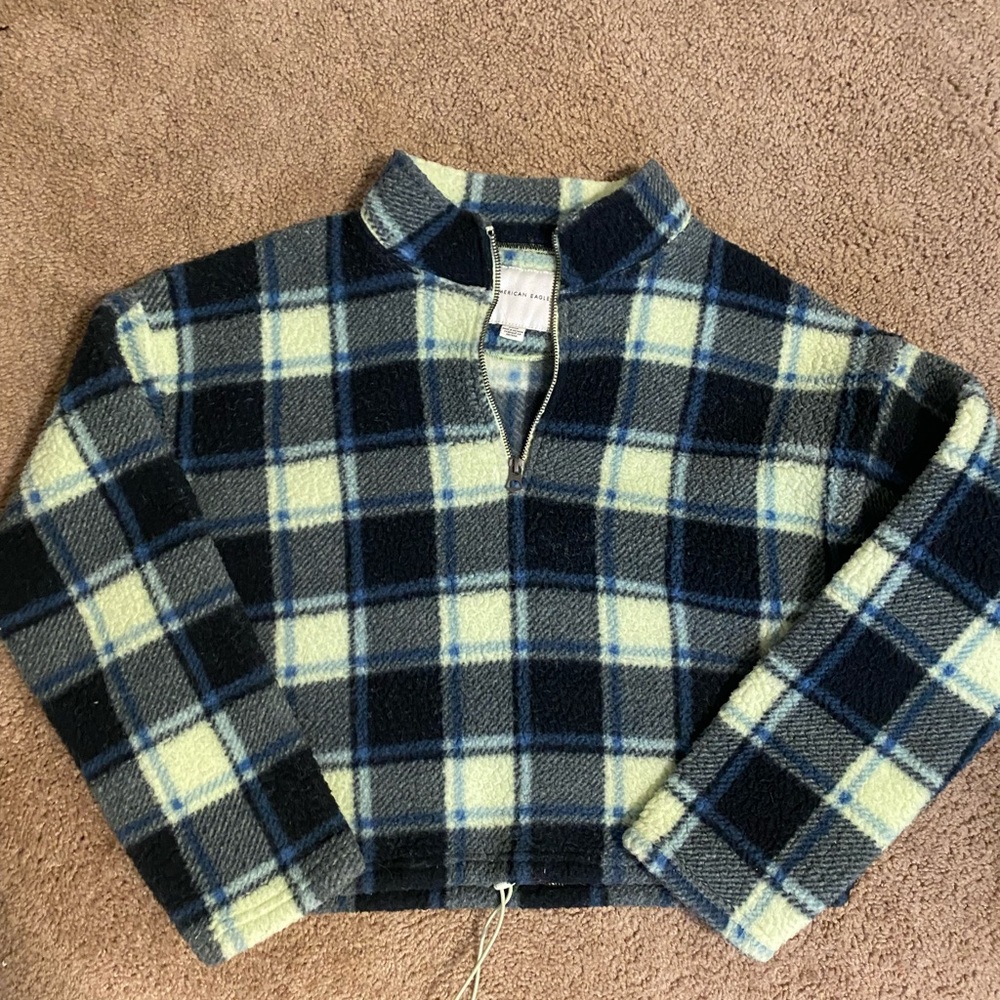 American eagle cropped fuzzy jacket